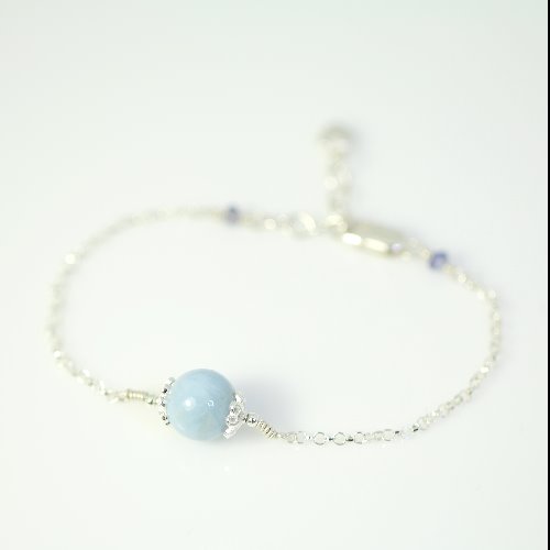 海水藍寶/海藍寶石〈Aquamarine / Beryl〉純銀手鍊【ColorDay】