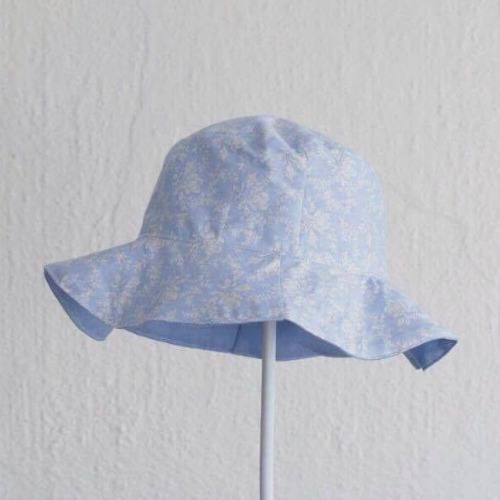 湖水藍色純棉雙面漁夫帽