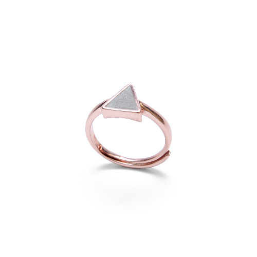灰水泥三角形銀指環/戒指(玫瑰金) - 幾何系列