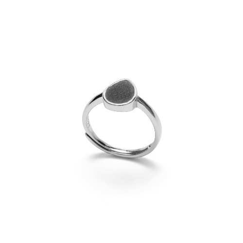 黑水泥水滴形銀指環/戒指(銀) - 幾何系列