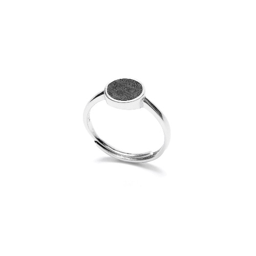 黑水泥圓形銀指環/戒指(銀) - 幾何系列