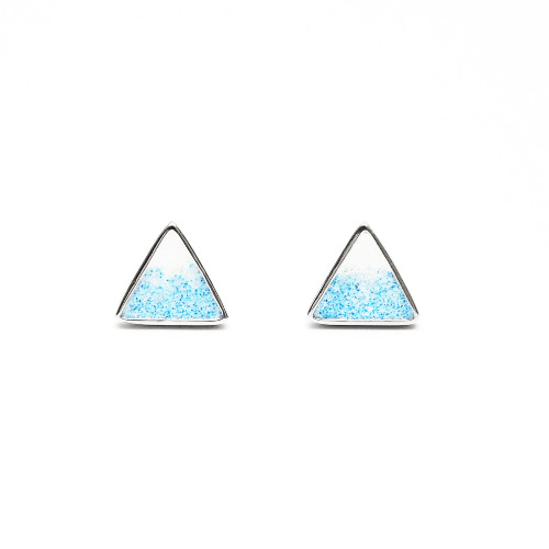 富士山水泥三角形銀耳環 - 幾何系列