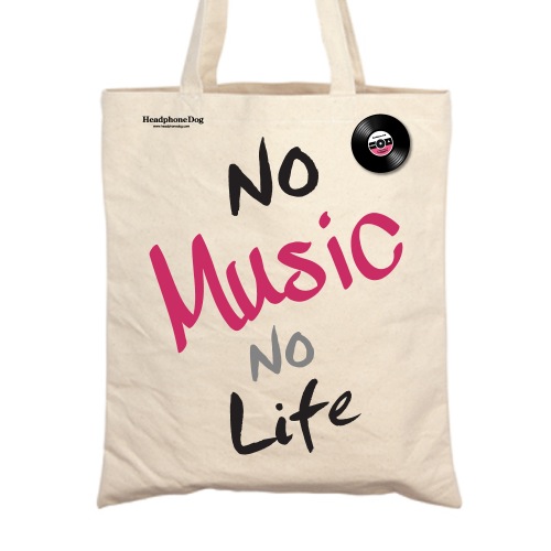 經典音樂 no Music no Life 帆布手提袋/肩背袋 （附金屬黑膠徽章）