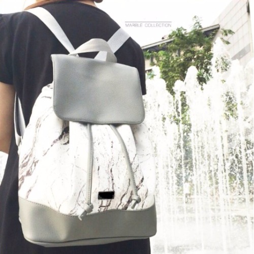 White-Gray marble backpack bag