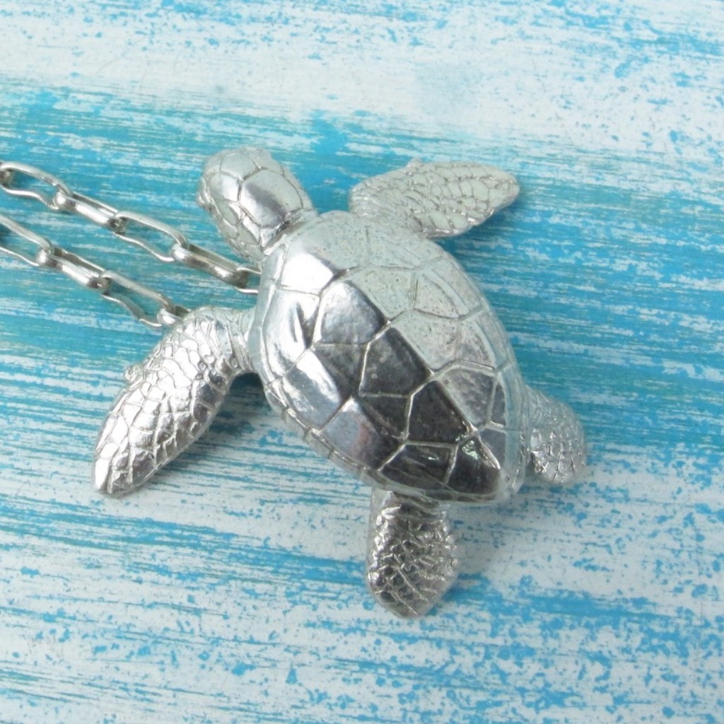 【Diving silver】925銀海洋潛水銀飾--立體寫實海龜墜飾