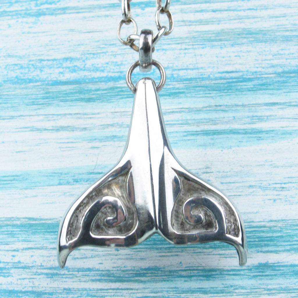 【Diving silver】925銀海洋潛水銀飾--鯨魚尾雕刻墜飾
