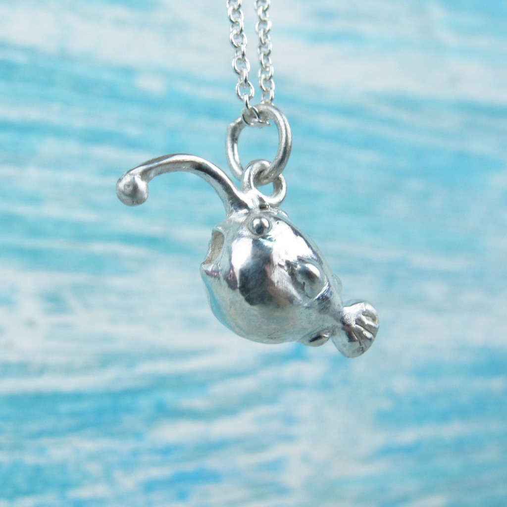 【Diving silver】925銀海洋潛水銀飾--迷你3D燈籠魚項鍊