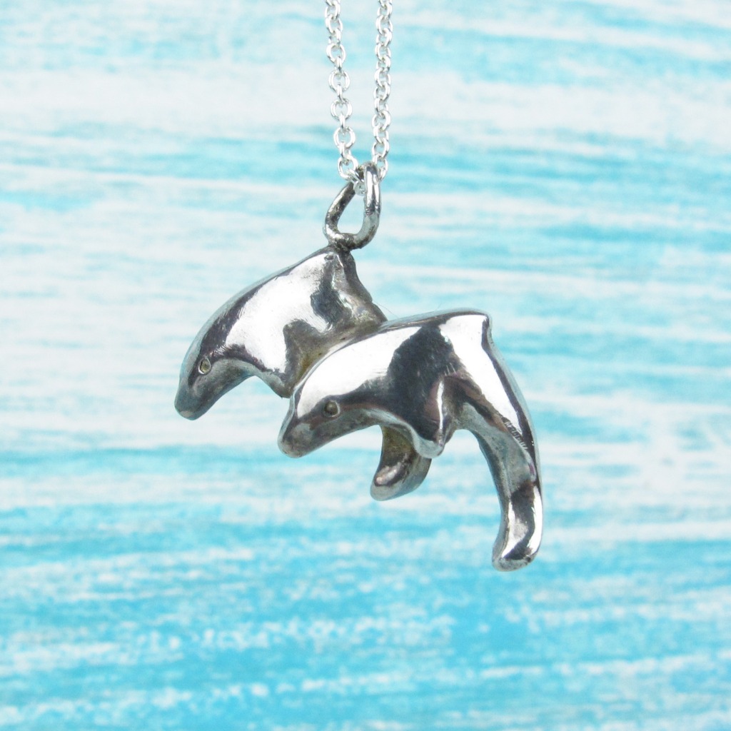 【Diving silver】925銀海洋潛水銀飾--雙海豚墜飾 Ⅰ