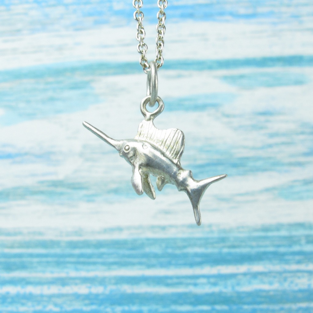 【Diving silver】925銀海洋潛水銀飾--迷你3D旗魚項鍊