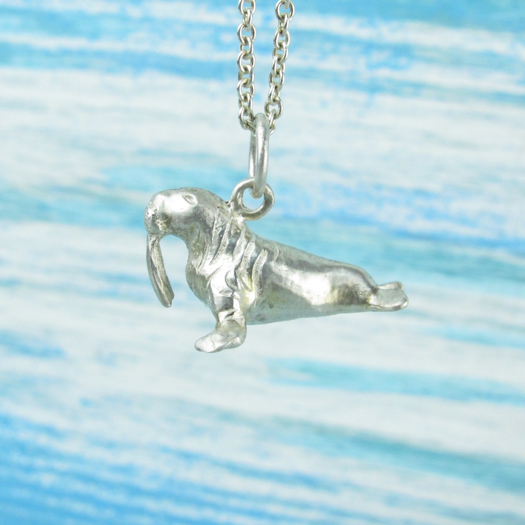 【Diving silver】925銀海洋潛水銀飾--迷你3D海象項鍊