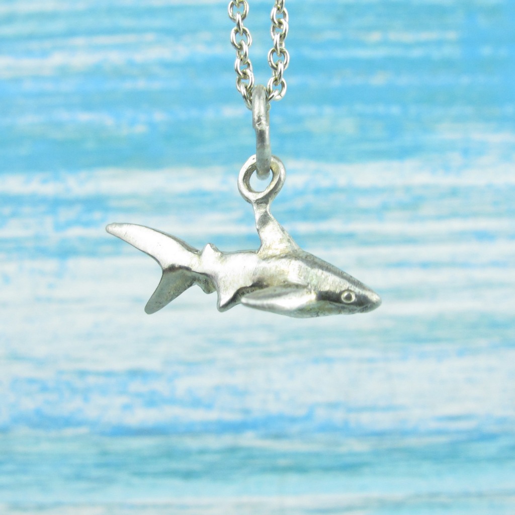 【Diving silver】925銀海洋潛水銀飾--迷你3D鯊魚項鍊