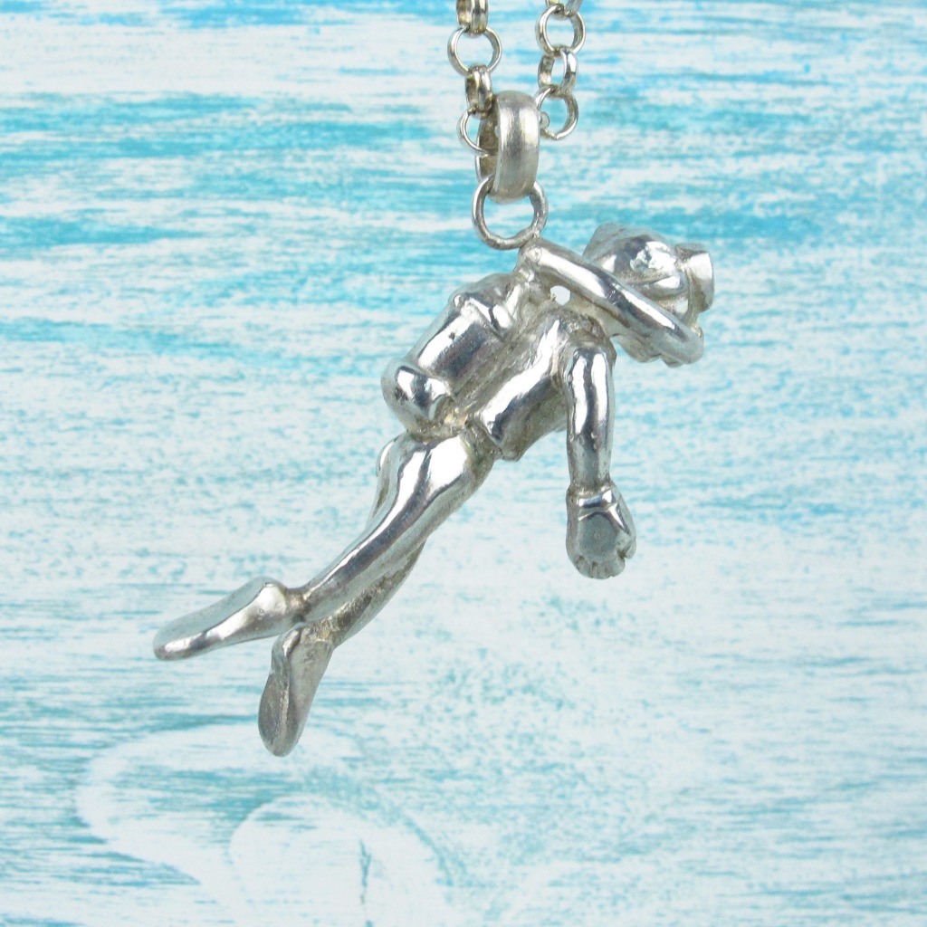 【Diving silver】925銀海洋潛水銀飾--潛水員墜飾