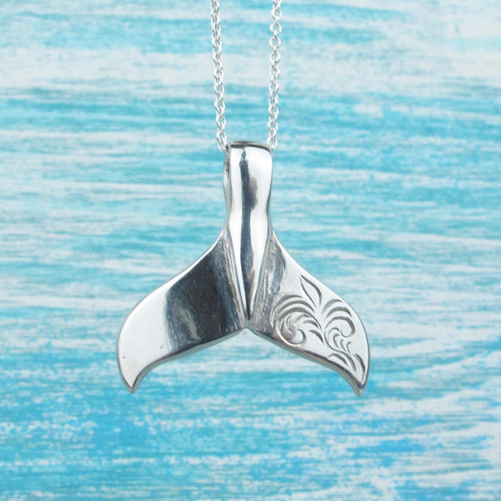 【Diving silver】925銀海洋潛水銀飾--手工雕刻鯨魚尾墜飾
