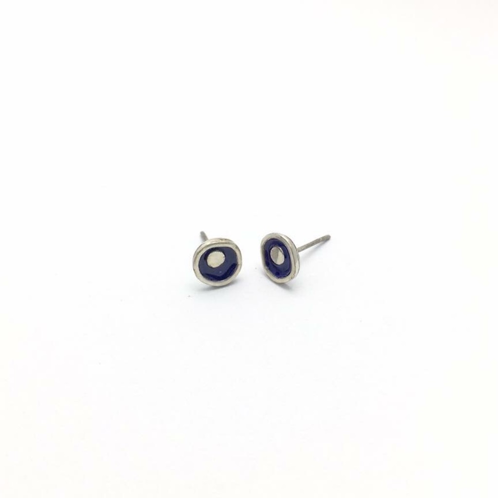 從心出發/純銀珐瑯耳環 /藍色款 Silver Enamel Earrings