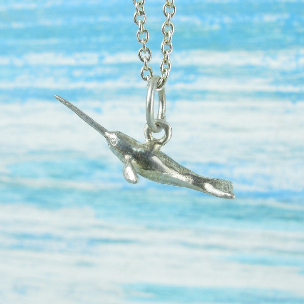 【Diving silver】925銀海洋潛水銀飾--迷你3D獨角鯨項鍊