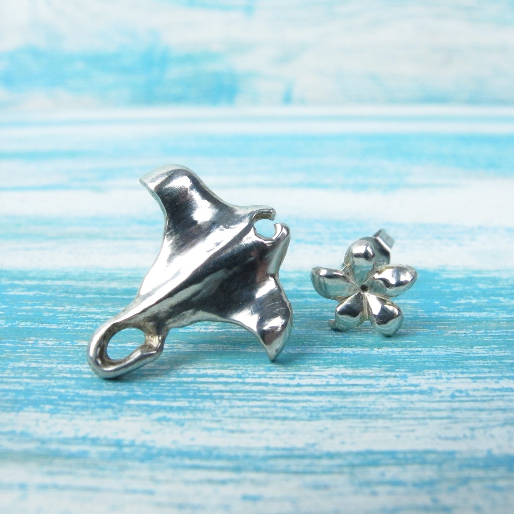 【Diving silver】925銀海洋潛水銀飾--小魟魚耳環