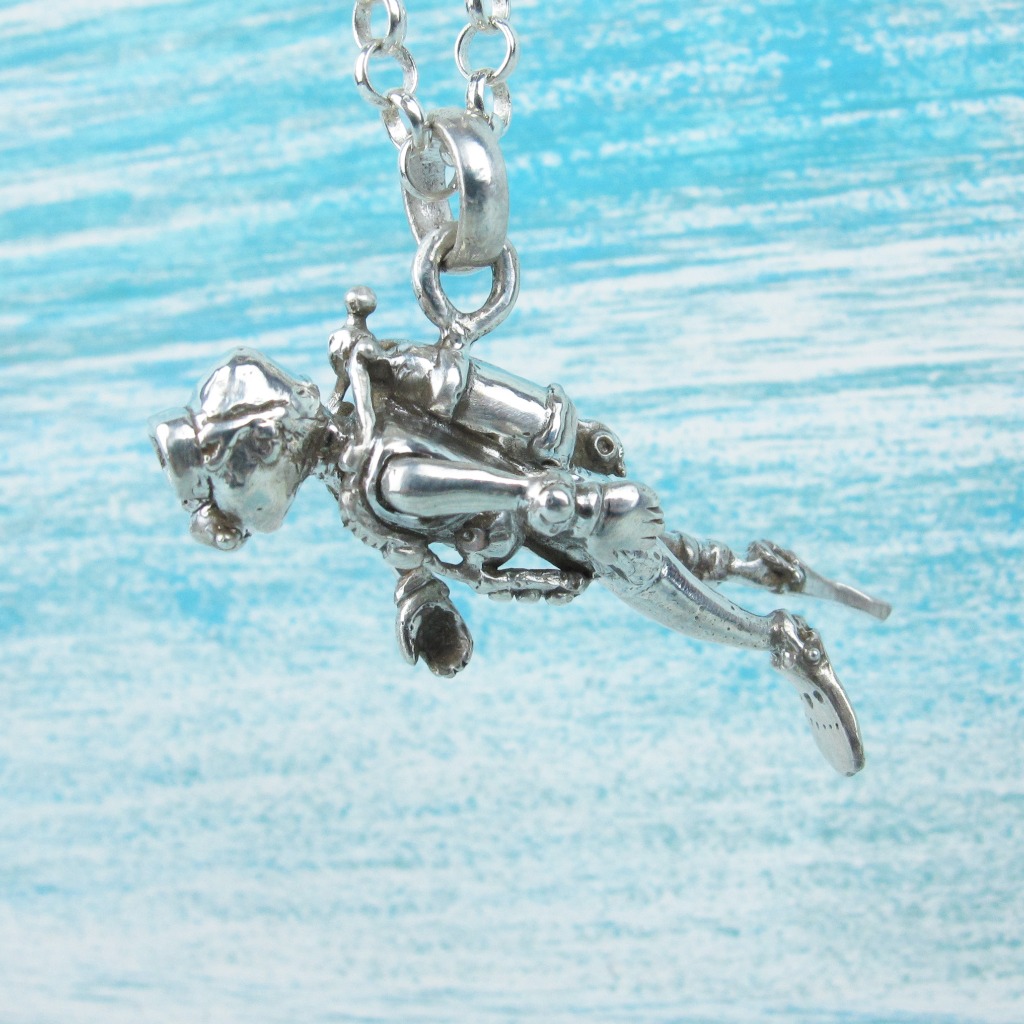 【Diving silver】925銀海洋潛水銀飾--進階版潛水員plus墜飾