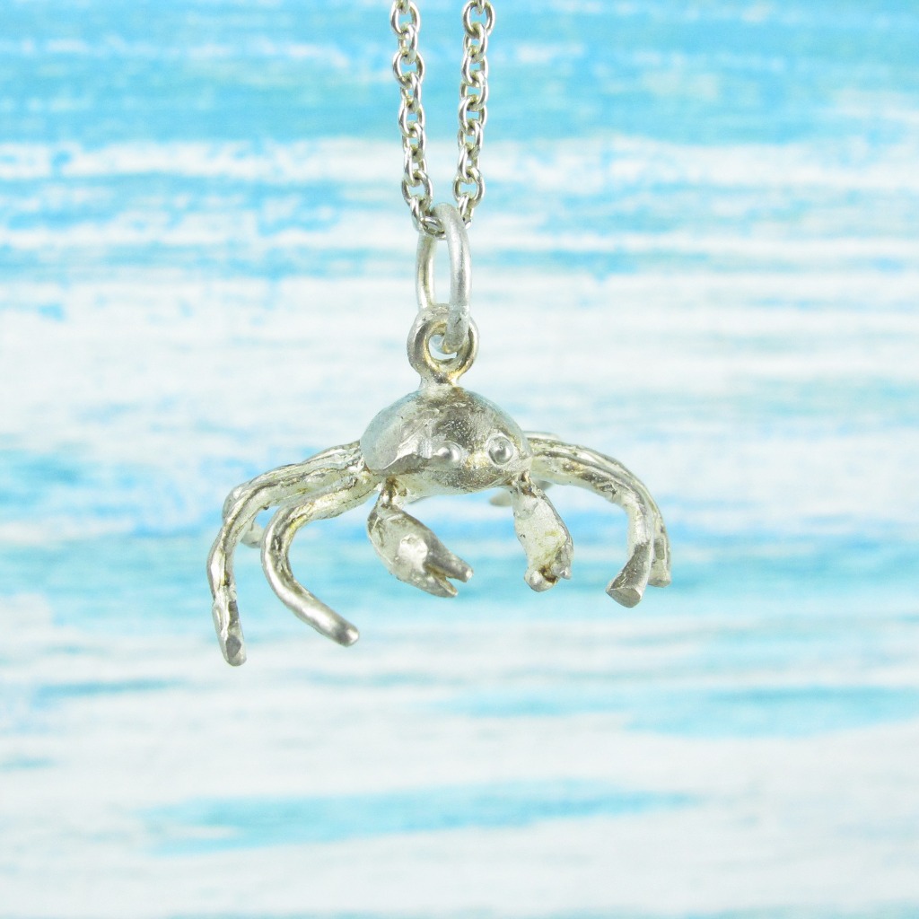【Diving silver】925銀海洋潛水銀飾--迷你3D螃蟹項鍊