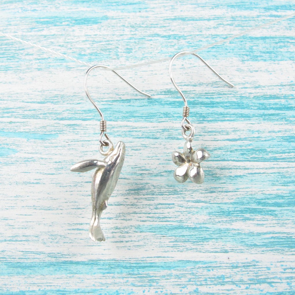【Diving silver】925銀海洋潛水銀飾--迷你3D大翅鯨耳環