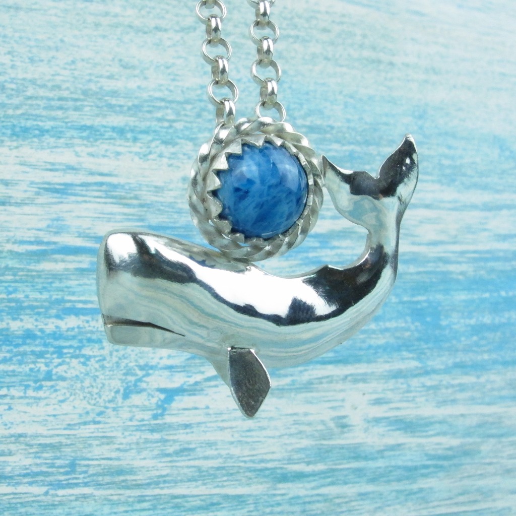 【Diving silver】925銀海洋潛水銀飾--磷灰石抹香鯨墜飾