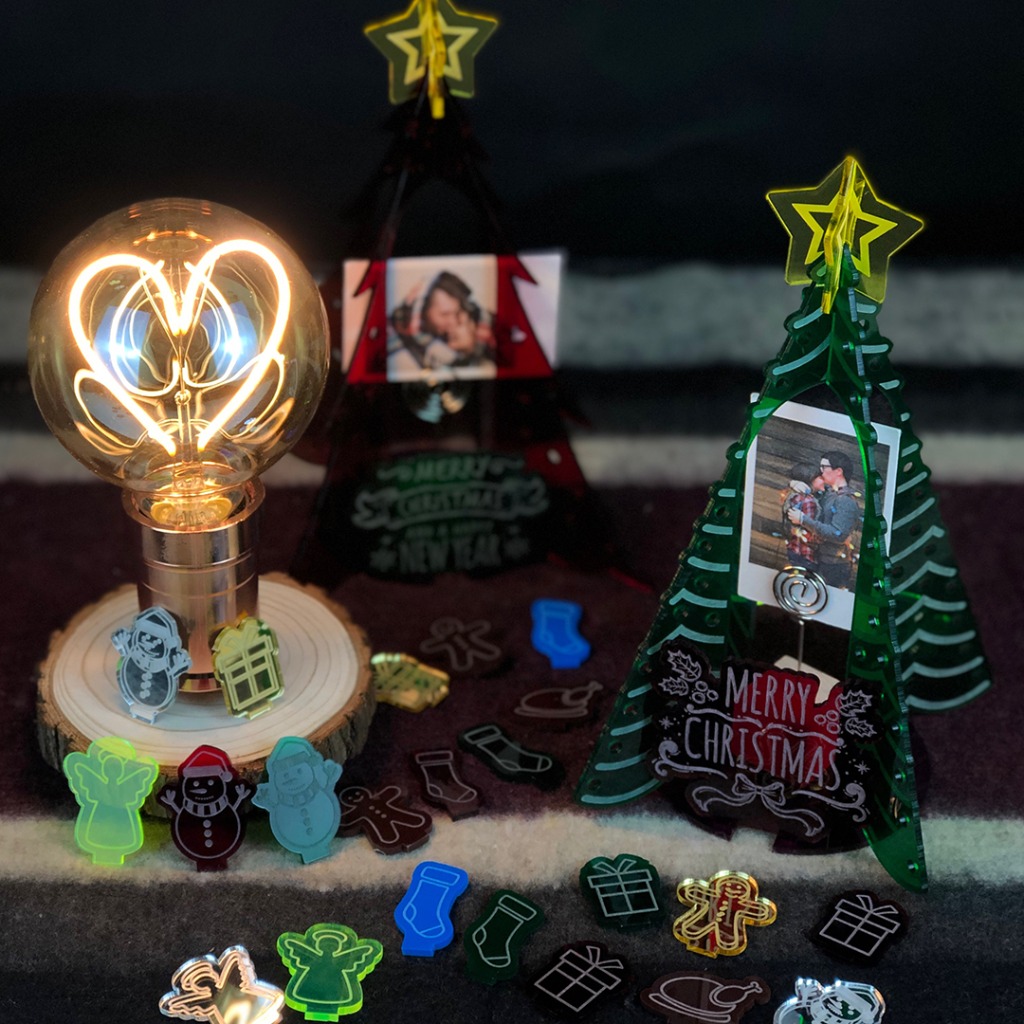 聖誕樹LED燈泡木枱燈DIY 套裝