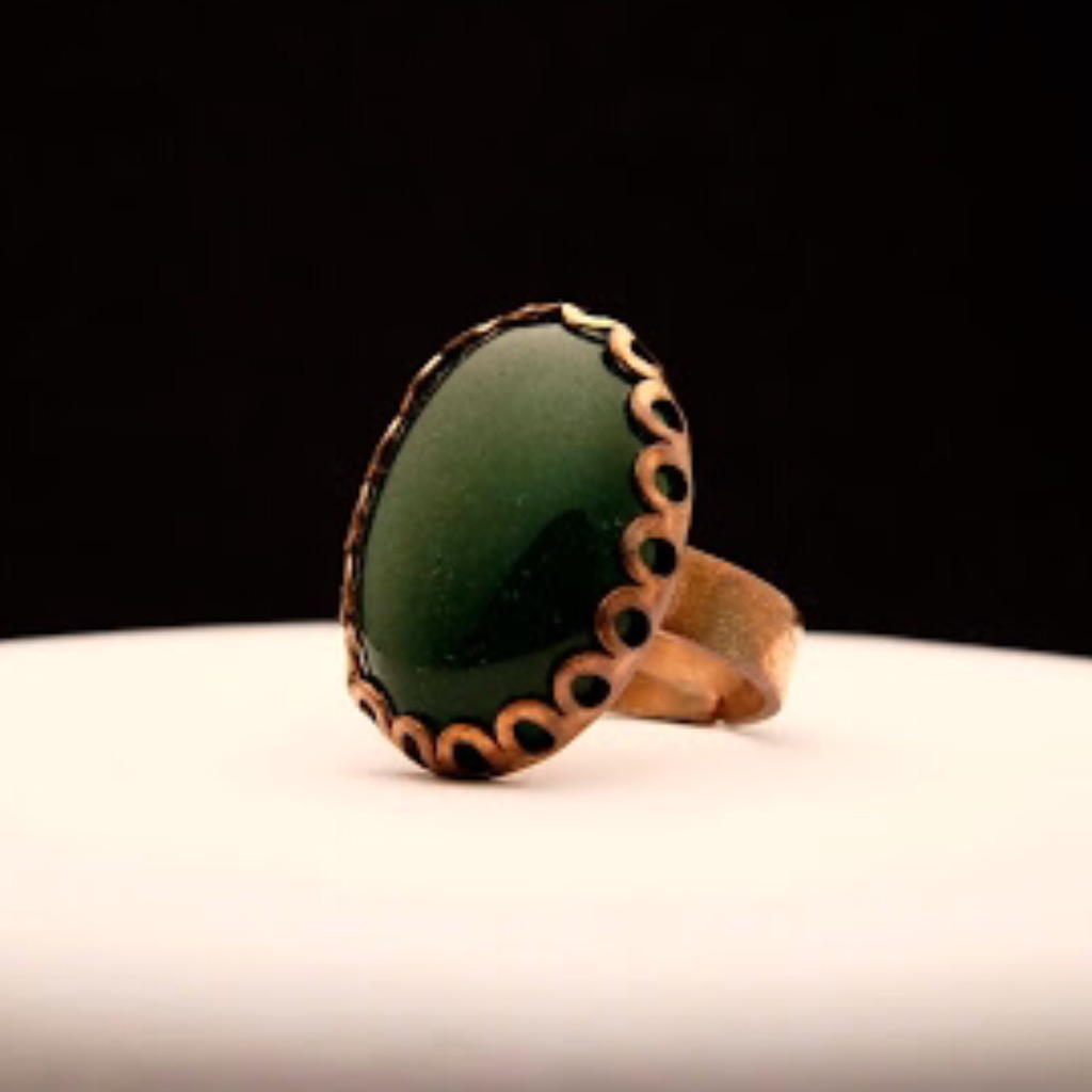 [W Bracciale] 天然石指環：橢圓形 深綠