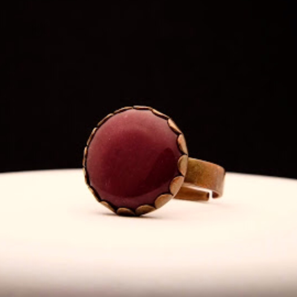 [W Bracciale] 天然石指環：圓形 紅