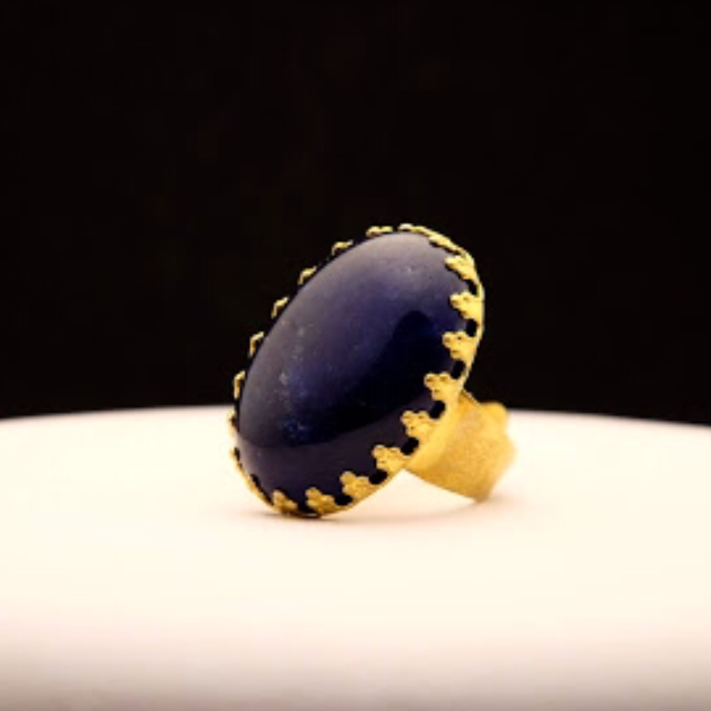 [W Bracciale] 天然石指環：橢圓形 深藍