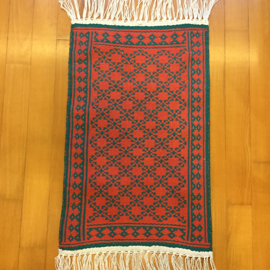 [W Home] 手織地毯 紅綠色