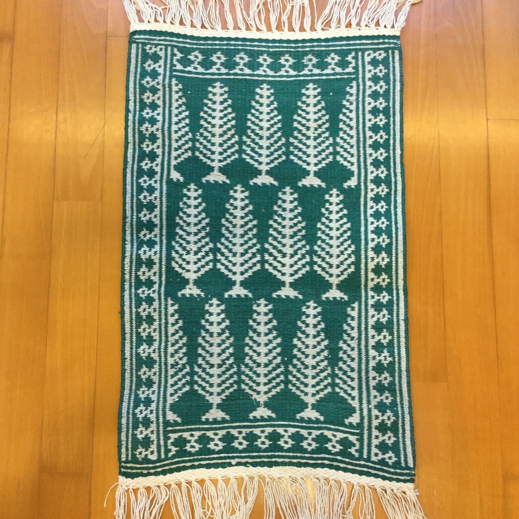 [W Home] 手織地毯 綠白色