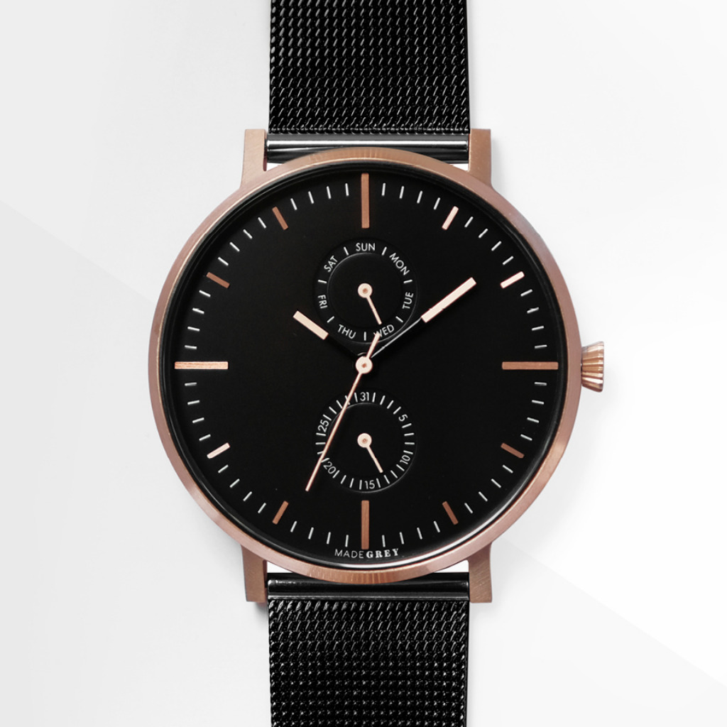 黑 x 玫瑰金 MG002 手錶 | 鋼帶+皮帶套裝